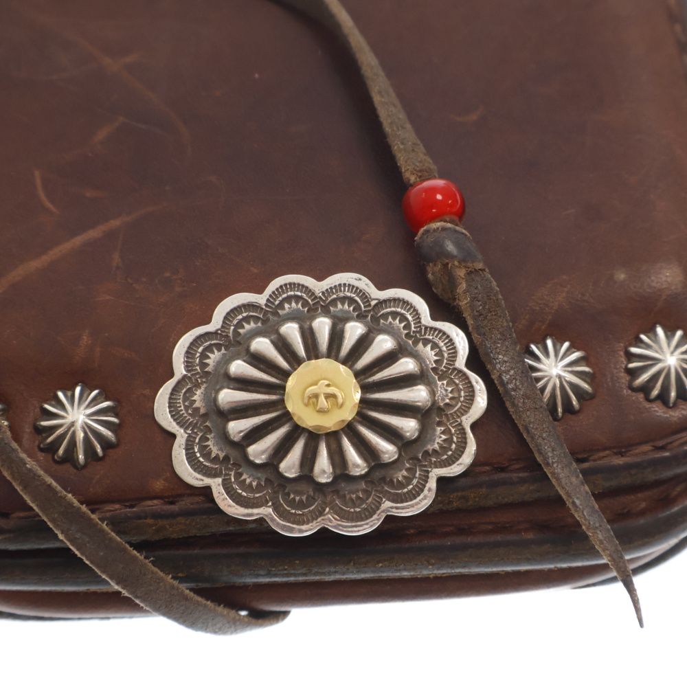 ゴローズ　新品　角型小銭入れ　ケース焦げ茶　　goro'sコンチョ付き goro's ゴローズ K18フラワーコンチョ付き角型小銭入れ 焦茶 : BRING