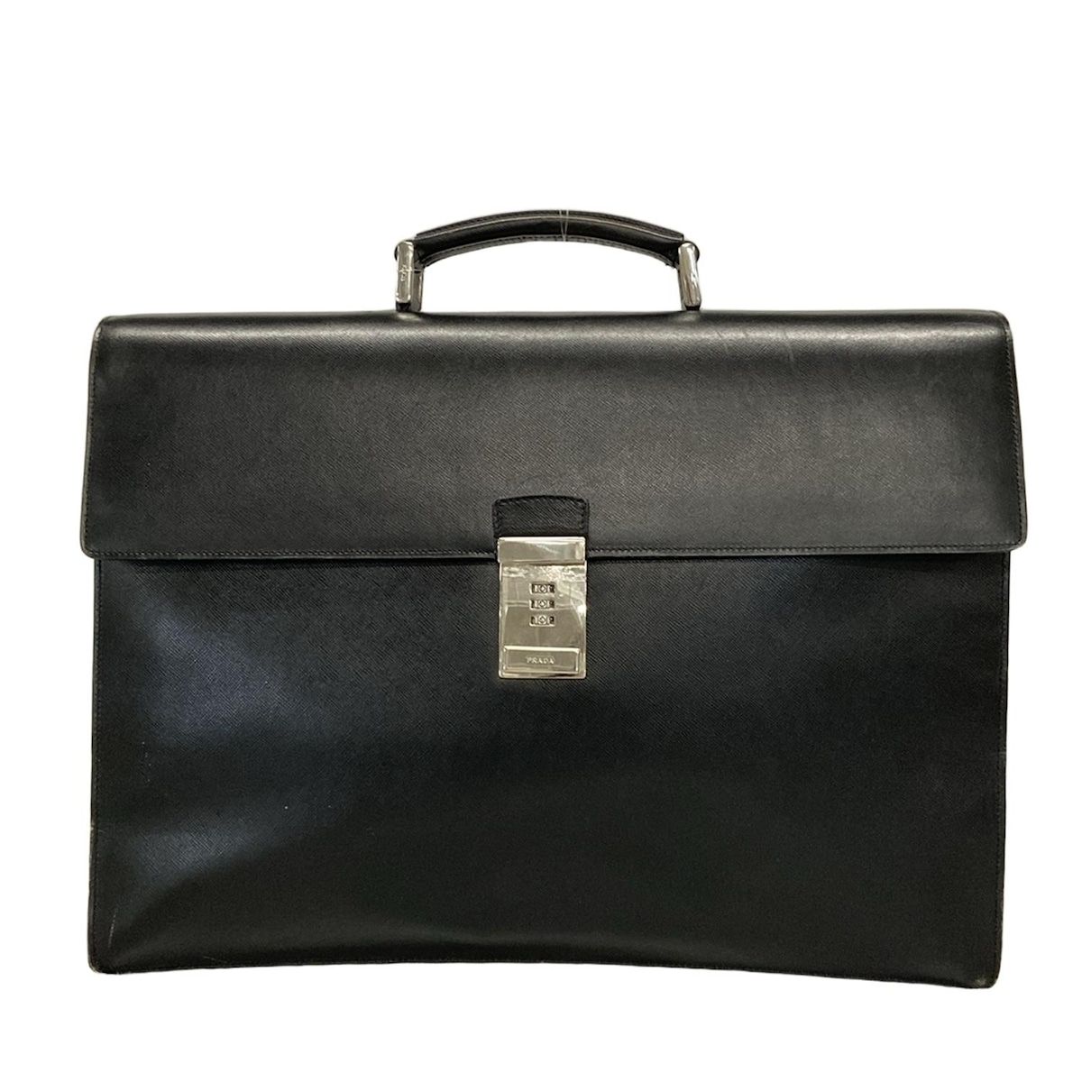 PRADA プラダ ビジネスバッグ メンズ - 黒 ロックナンバー 000 レザー