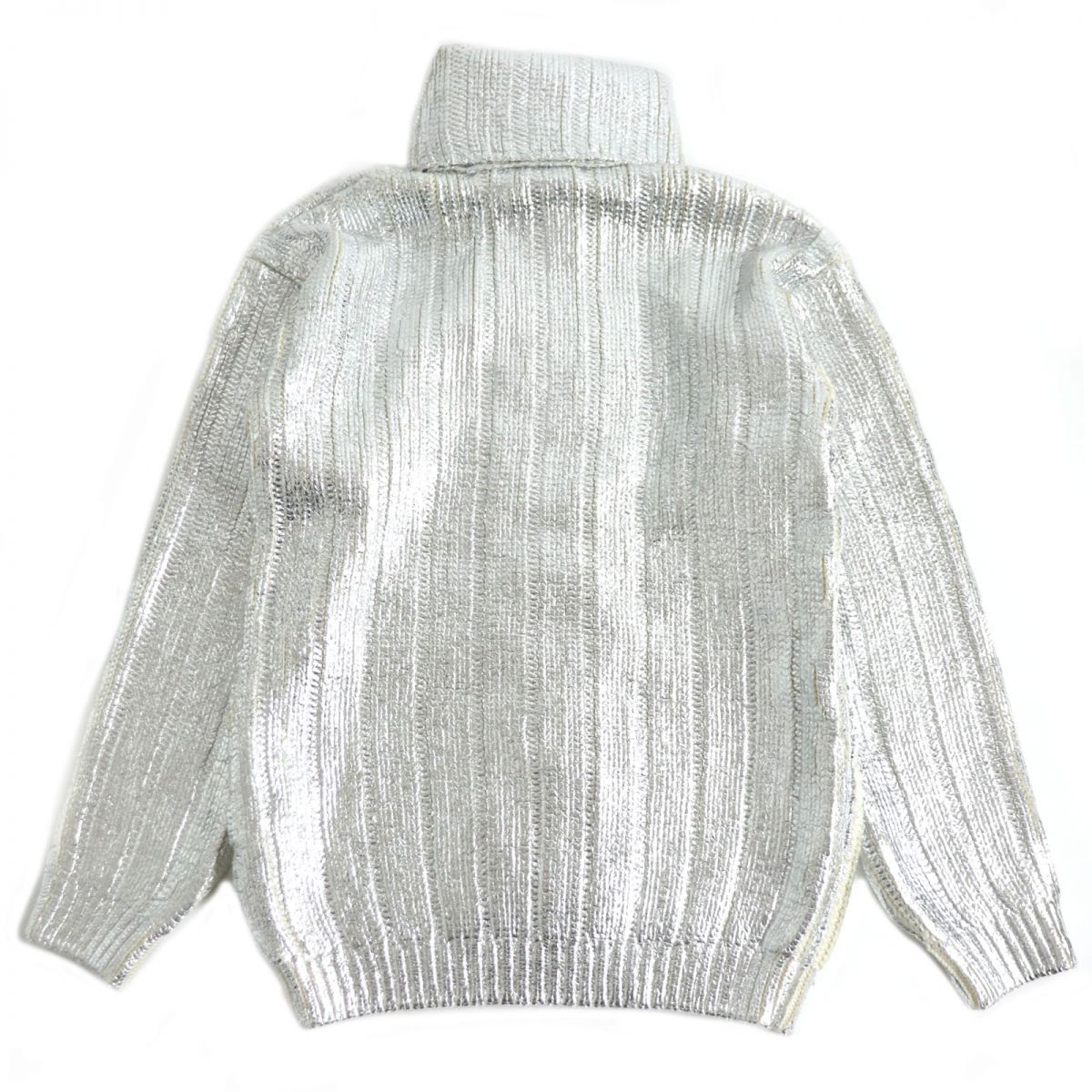 未使用品□21AW BALMAIN/バルマン ケーブル編み メタリック 