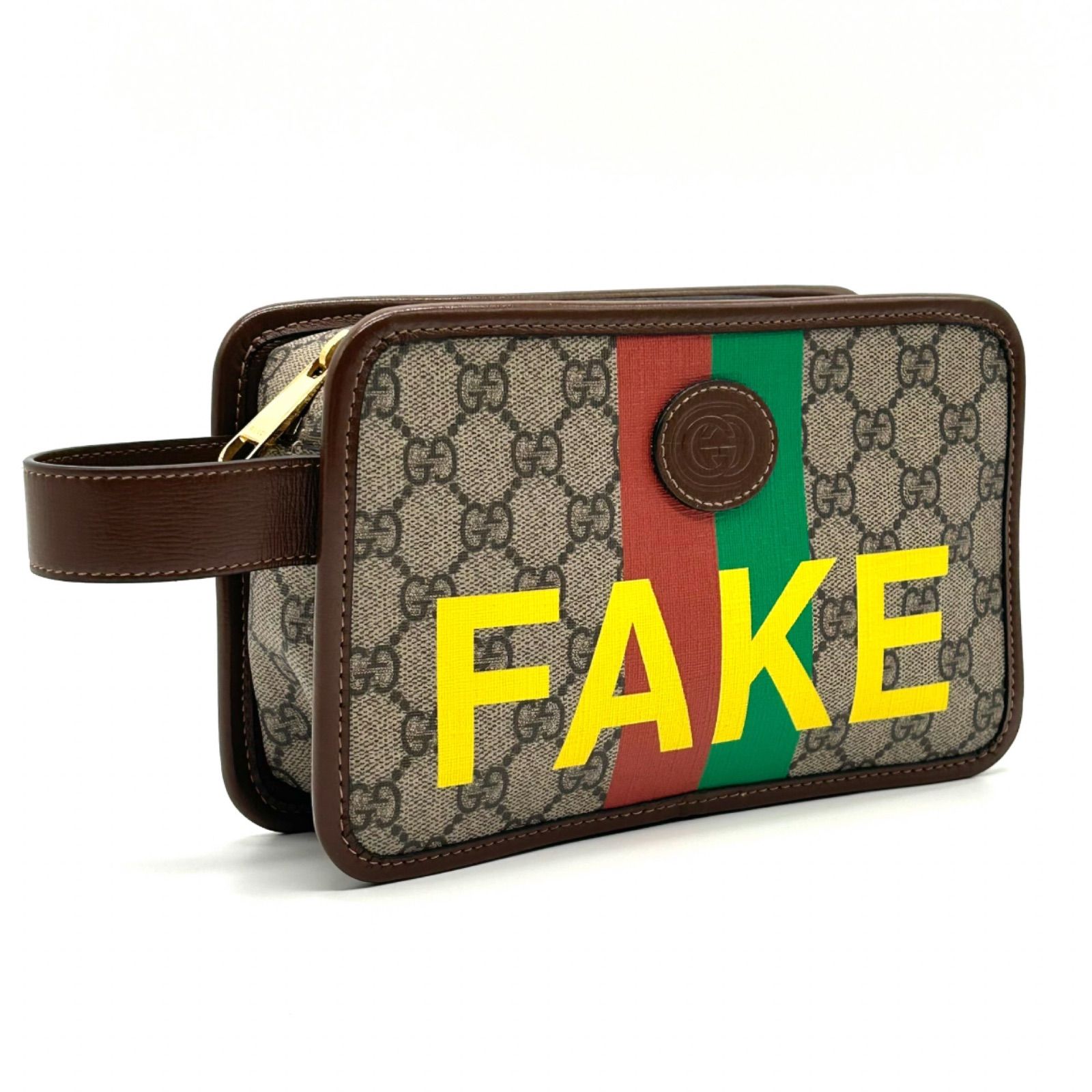 GUCCI グッチ GGスプリーム クラッチバッグ ハンドバッグ FAKE NOT 636243 ベージュ ブラウン エボニー バッグ 鞄 メンズ レディース ユニセックス GG GG柄 PVC レザー レッド イエロー グリーン お出かけ 旅行 bag
