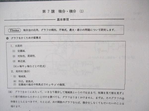 UQ05-037 河合塾 数学(1)~(4)T 理系/数学微・積分演習T テキスト 2022