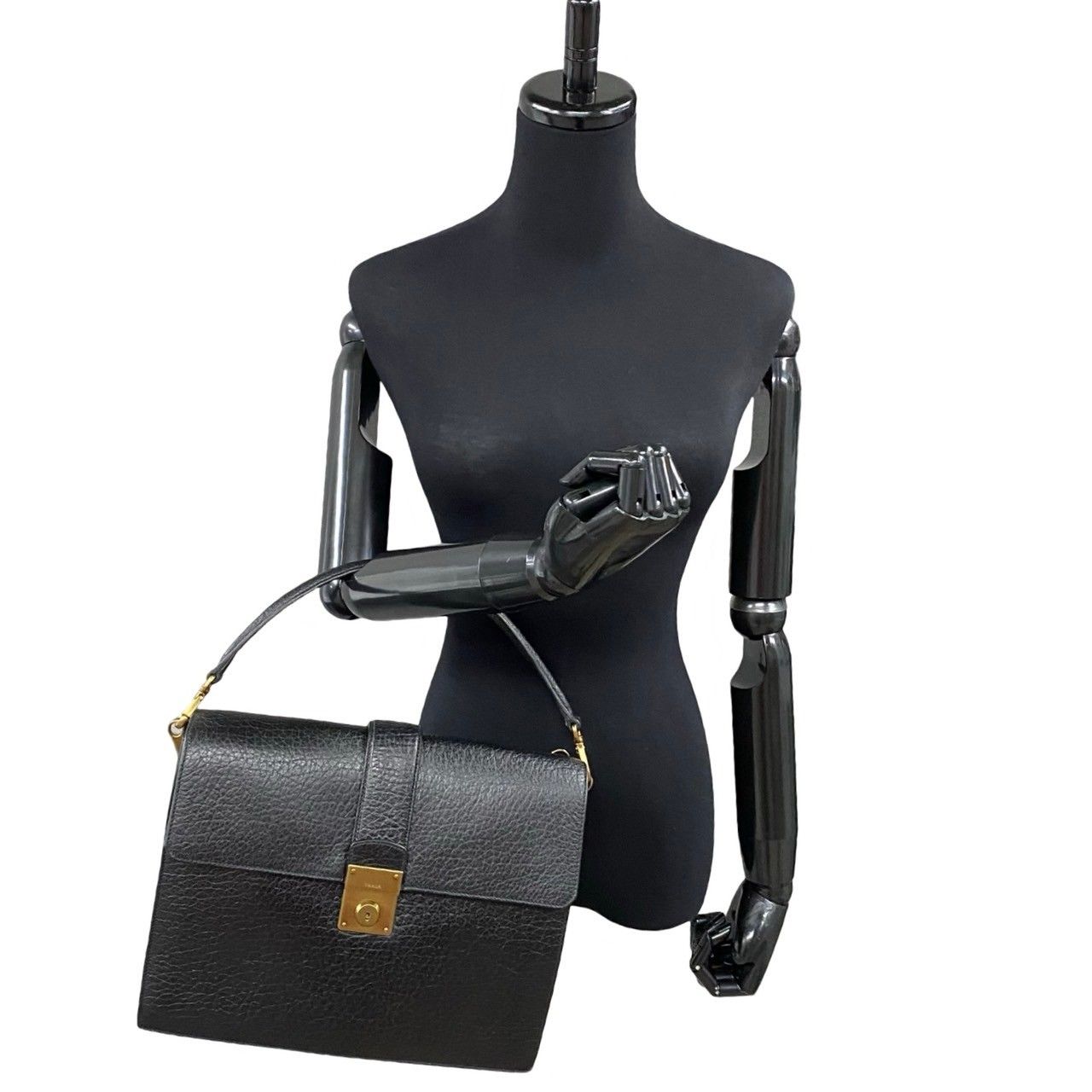 極 美品 希少品 カード 鍵付き PRADA プラダ ロゴ 金具 レザー 本革 