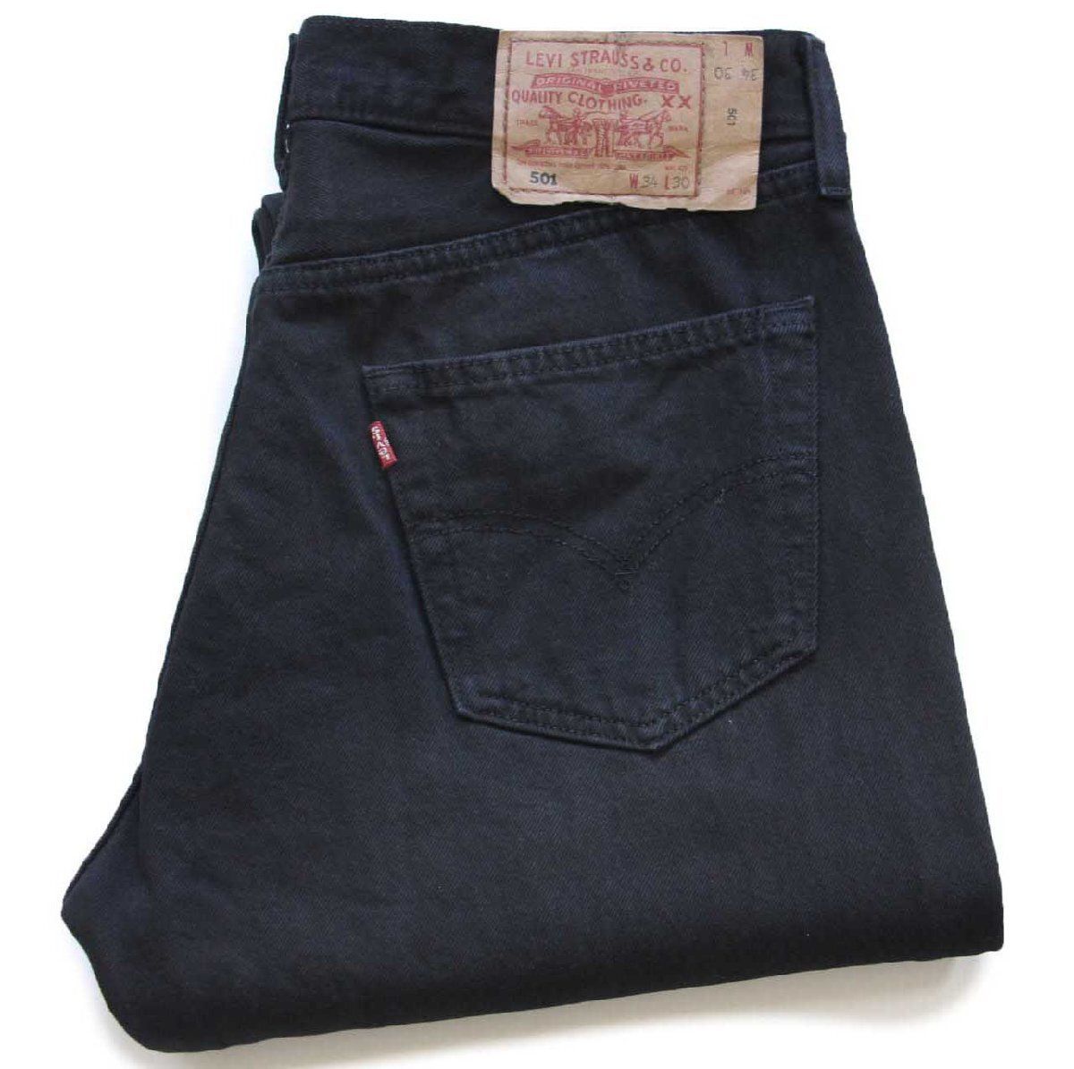 90s 英国製 Levi sリーバイス 501 後染め ブラック デニムパンツ w34 L30 ユーロ ビンテージ ジーンズ ストレート イギリス