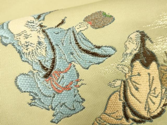 平和屋本店□極上 龍村美術織物 たつむら 太鼓柄 本袋帯 七福神瑞祥文  