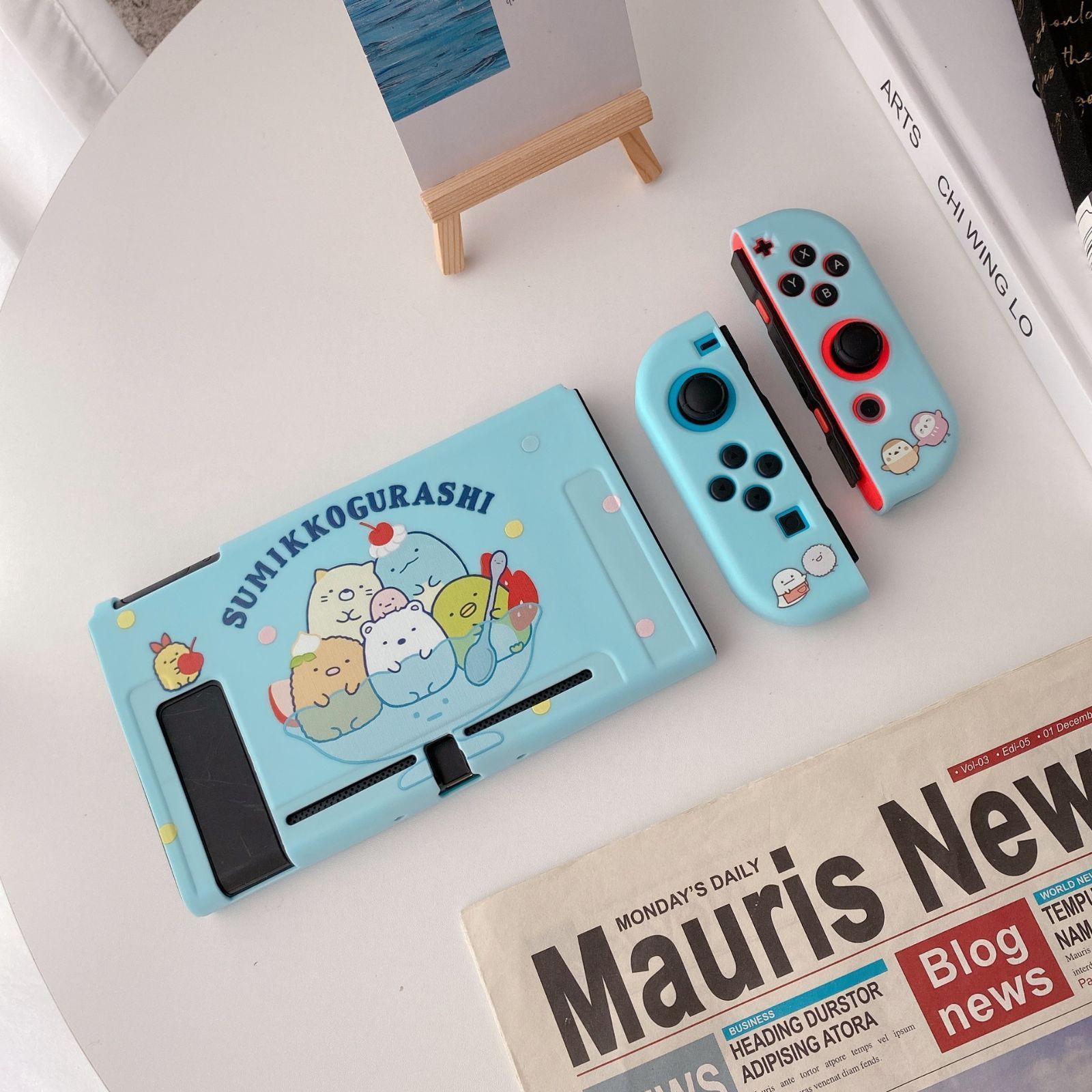 すみっコぐらし スイッチケース NS switch switchケース 水色 分割型保護ケース シリコンケース ソフトケース 可愛い