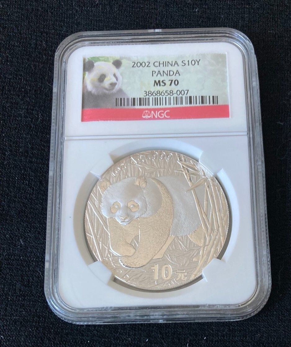 2002 China Silver Panda 10 Yuan NGC MS70