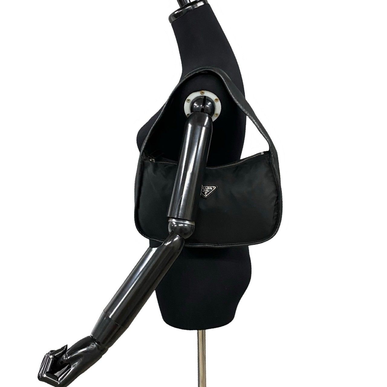 極 美品 希少品 PRADA プラダ 三角ロゴ 金具 ナイロン レザー 本