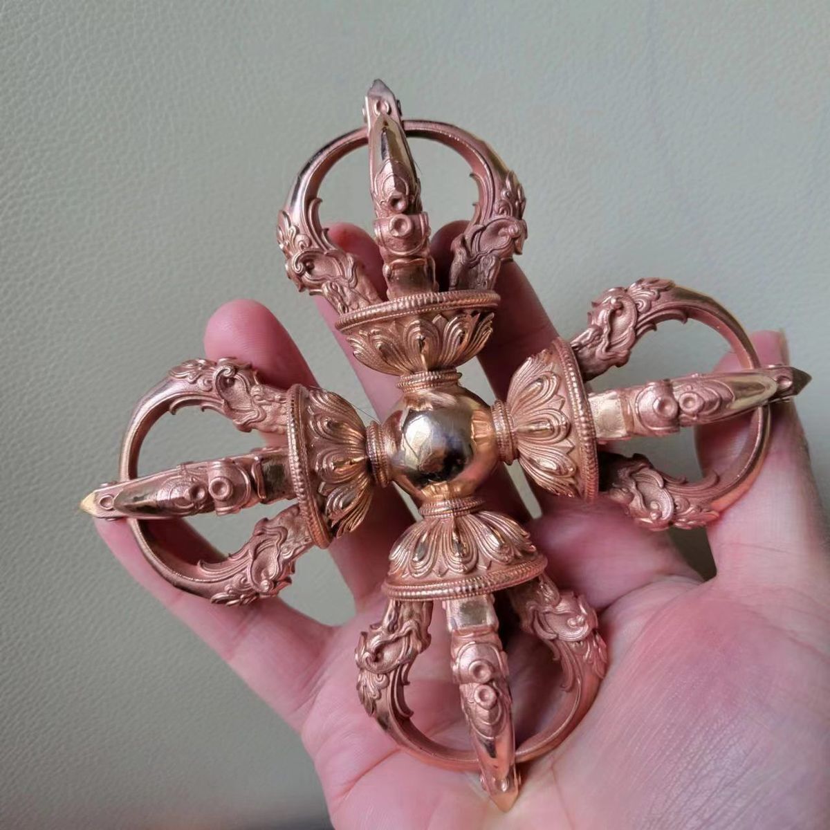  品十字金剛杵密教法具 五鈷杵 十字羯磨 寺院仏具 台座付き 14 CM ローソク その他 仏壇 仏具