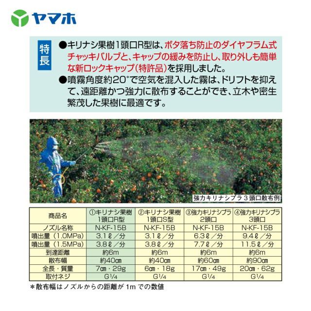 ヤマホ｜YAMAHO ＜3個セット＞強力キリナシプラ2頭口(G1/4) 果樹用・受注