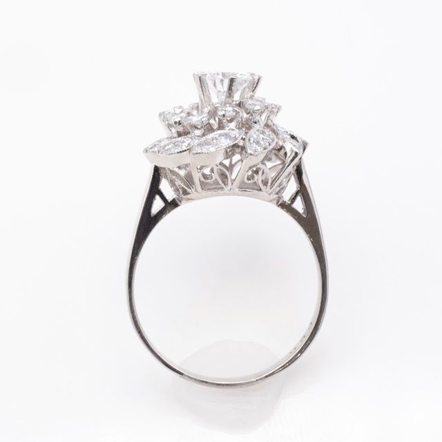Pt900 1粒 ダイヤモンドリング 0.53ct VS-1 メレダイヤ 0.78ct 16号 
