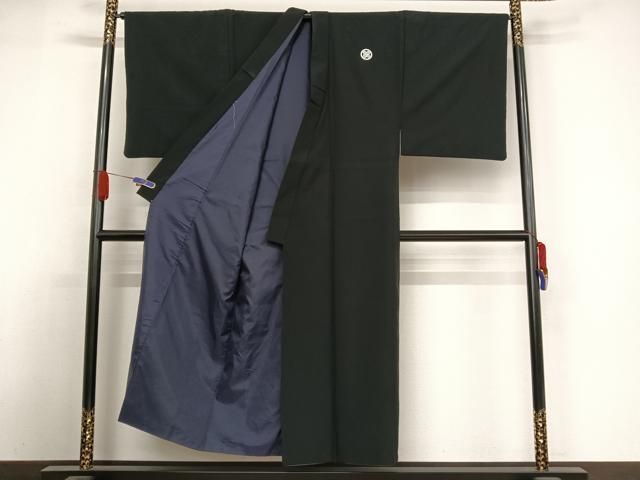 平和屋着物＃男性 長羽織 黒色 黒地 正絹 逸品 未使用 CAAT5854id