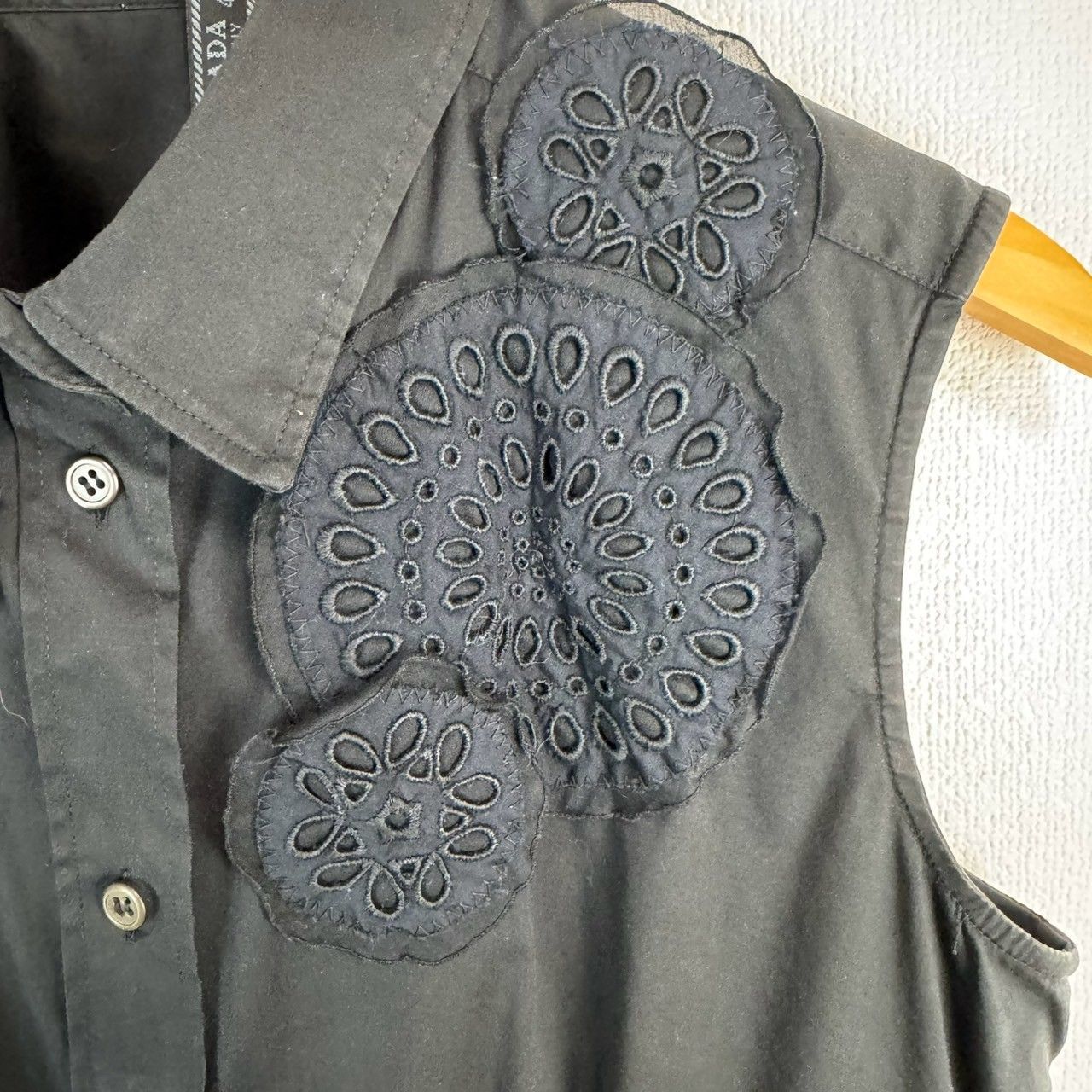 PRADA プラダ ノースリーブ ブラウス 刺繍デザイン グレー 40