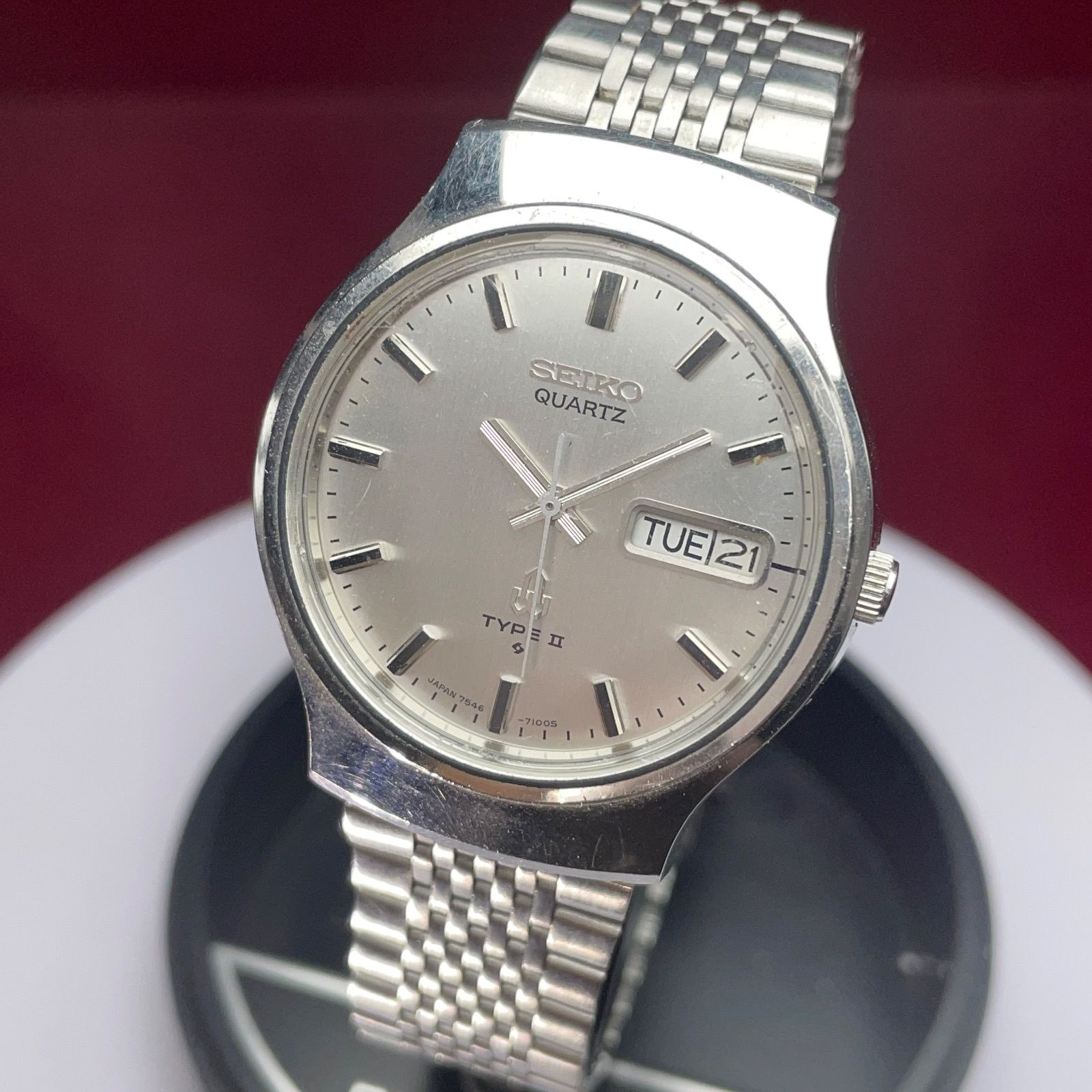 '77年製 SEIKO KING QUARTZ 電池新品 グレー文字盤 純正竜頭 Yahoo!オークション -「1977年」(セイコー) (さ行)の落札相場・落札