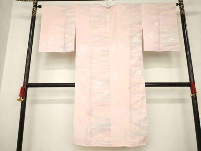 平和屋着物●染色家 岩浅公展 長襦袢 無双仕立て 舞花地紋 暈し染め 半衿刺繍 正絹 AABC6086ck