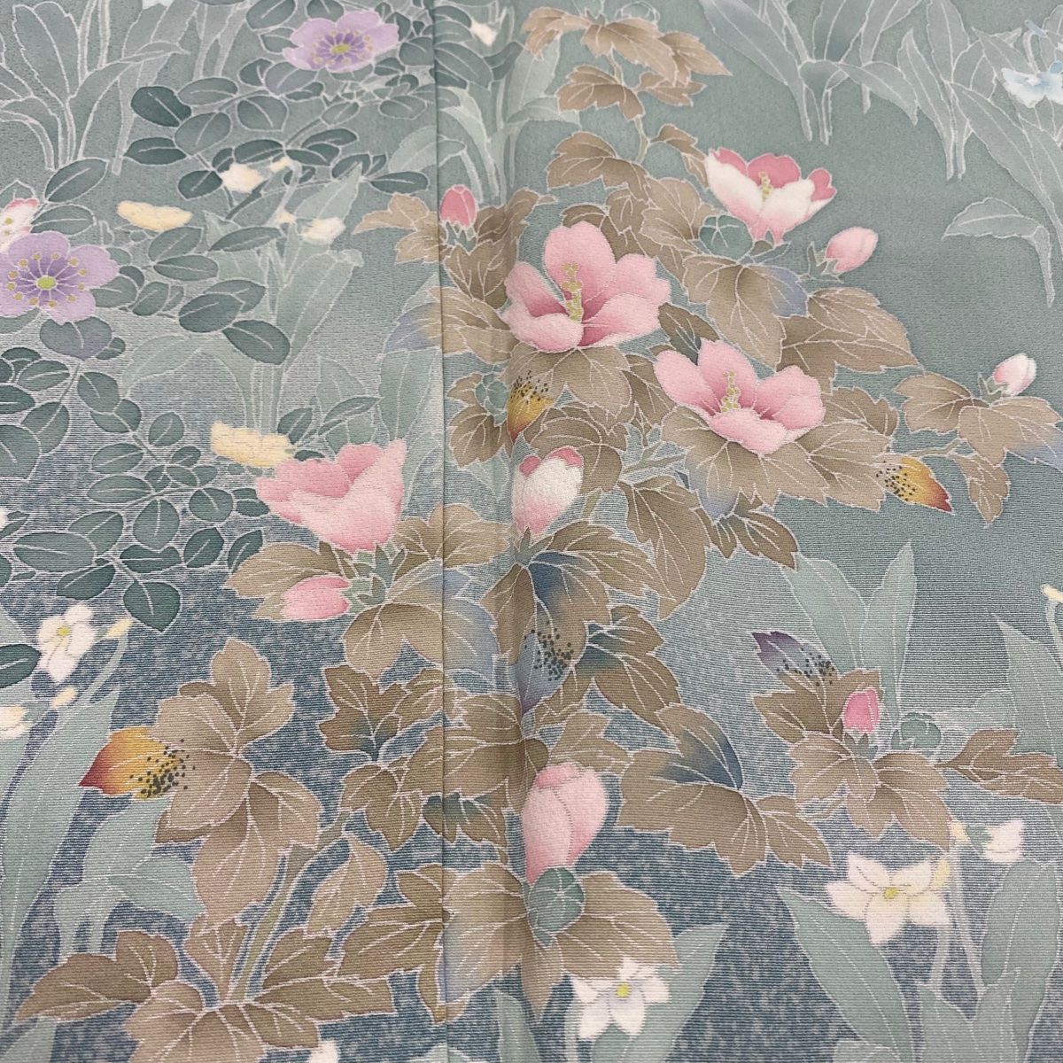★専用★美品 小紋 くすみグリーン 篠笛 身丈157.0cm 裄丈66.0cm 美品】 小紋 身丈163.5cm 裄丈67cm M 袷 落款あり 縞 寄せ柄