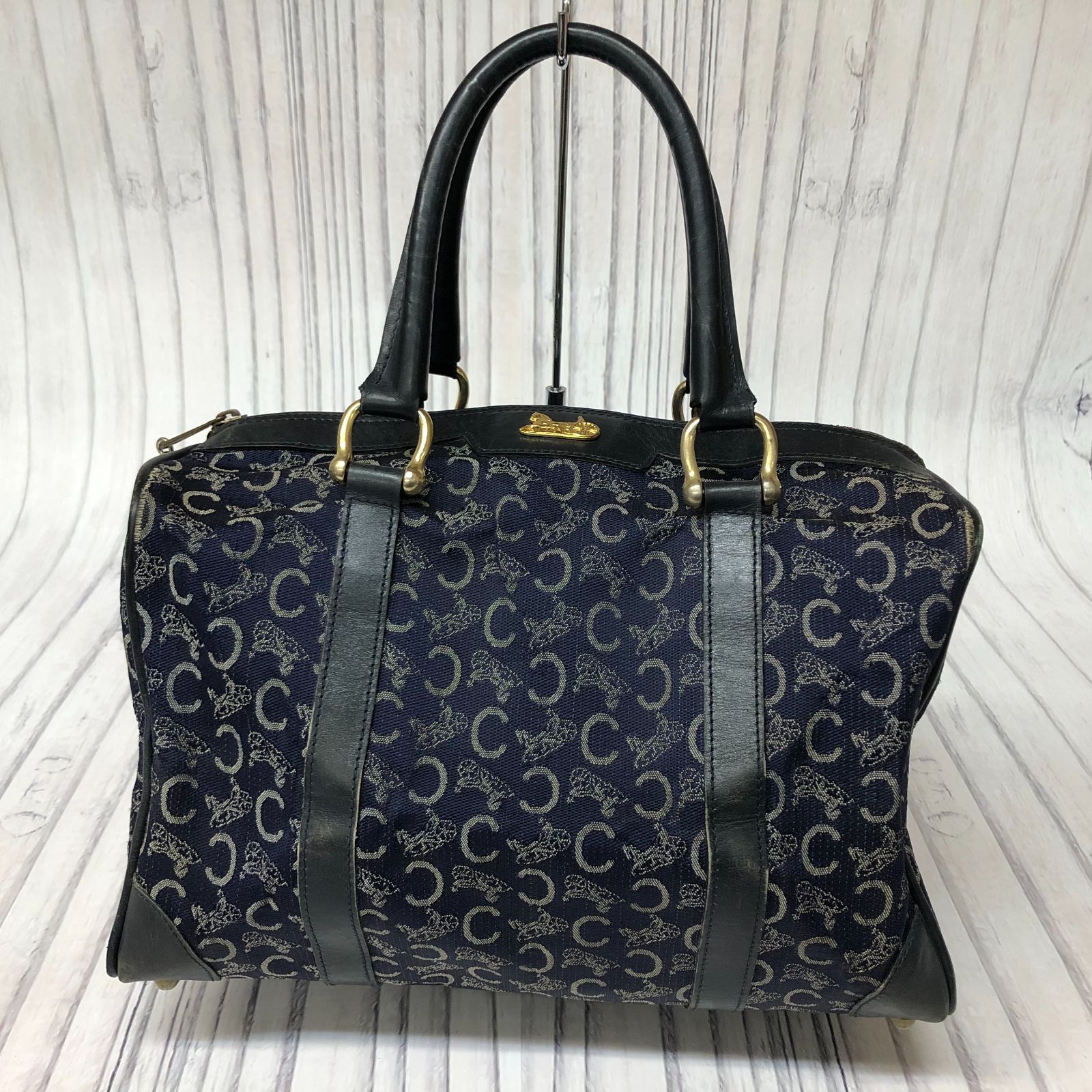 レディース《美品》CELINE（セリーヌ）レザー ハンドバッグ ブルー系