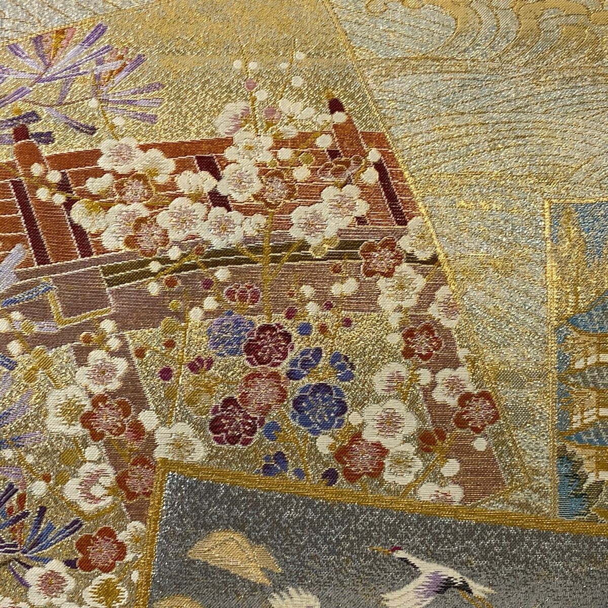 袋帯 秀品 琳派 集 色紙 風景 金銀糸 箔 金色 六通 正絹