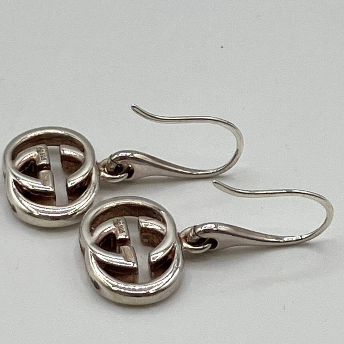 〇 GUCCI グッチ シルバー 925 GGロゴ ぶら下がり フックピアス