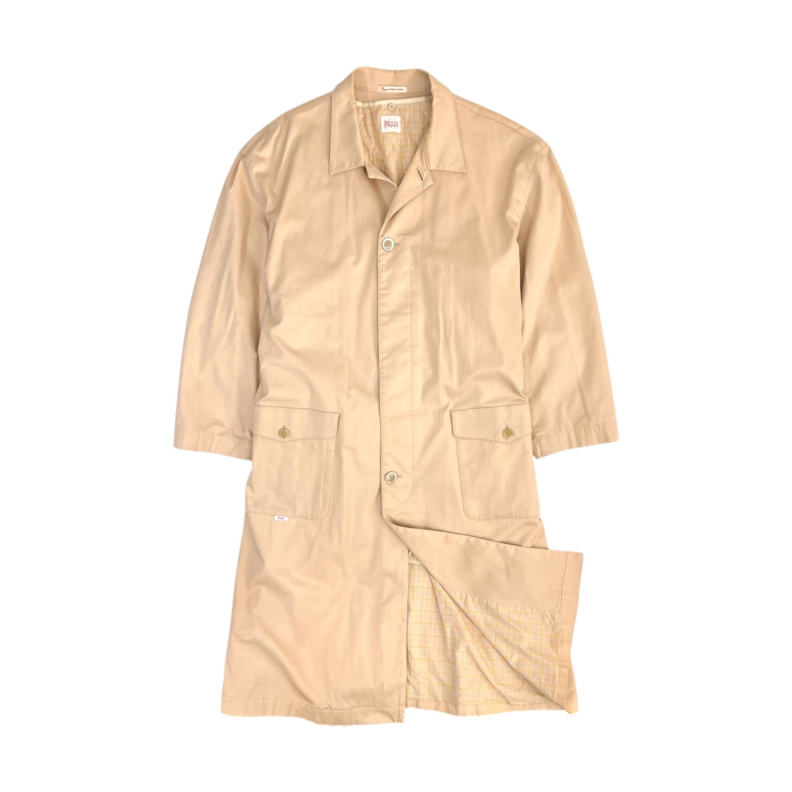 papas パパス ステンカラーコート ライナー付 M 現行モデル ベージュ系 PAPAS パパス 着脱可ライナー付き ステンカラーコートM/ベージュ Papas