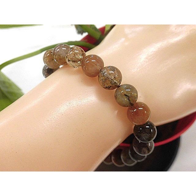 天然石 ルチルクォーツ9.1mm～9.8mm玉ブレスレット 内周18.7cm