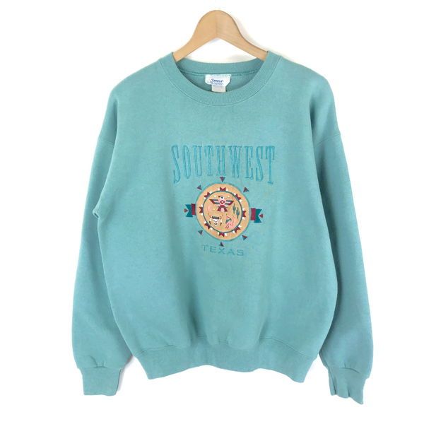【古着】 SOMERS スウェット TEXAS ネイティブアメリカン ヴィンテージ ブルー系 メンズM 【中古】 n043577