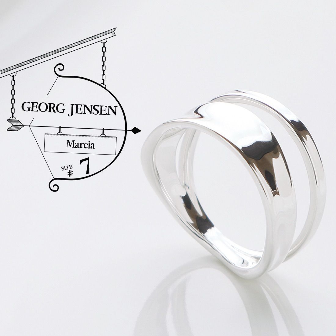 極美品 ジョージ ジェンセン GEORG JENSEN マルシア 618B リング 7号