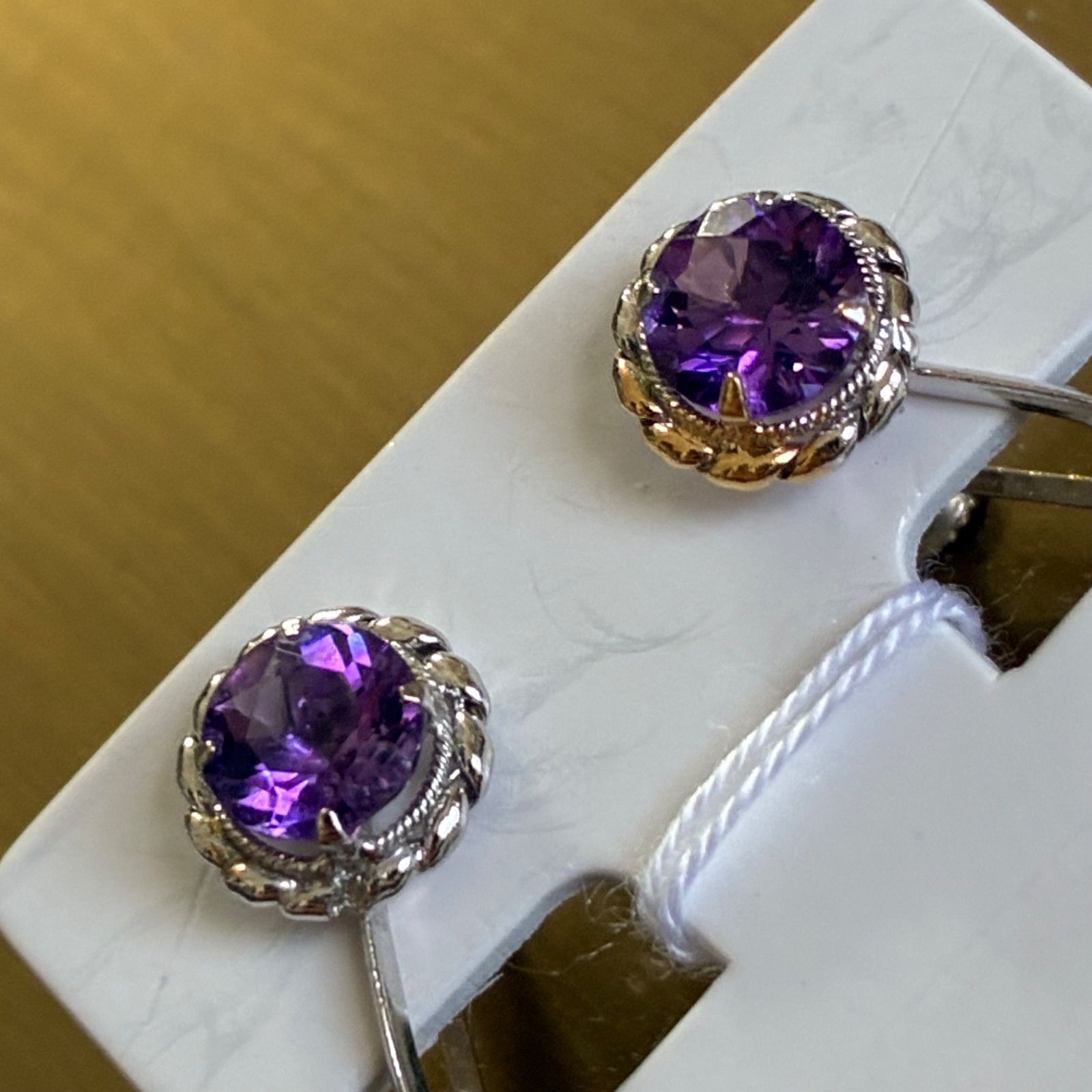 宝石鑑別書あり 天然アメシスト K18 イヤリング フォロー割あり 金 天然石 イヤリング