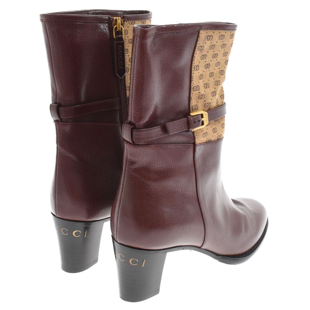21AW  GUCCIグッチ ミニGGキャンバス＆レザーバックル付きブーツ 21AW GUCCIグッチ ミニGGキャンバス＆レザーバックル付きブーツ