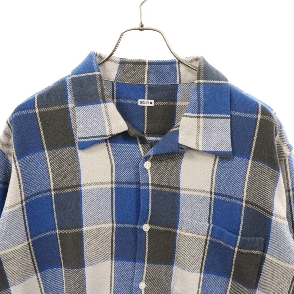 SEQUEL (シークエル) 21SS CHECK NEL SHIRT タータンチェック コットン 長袖ネルシャツ ブルー SQ-21SS-SH-02  - メルカリ