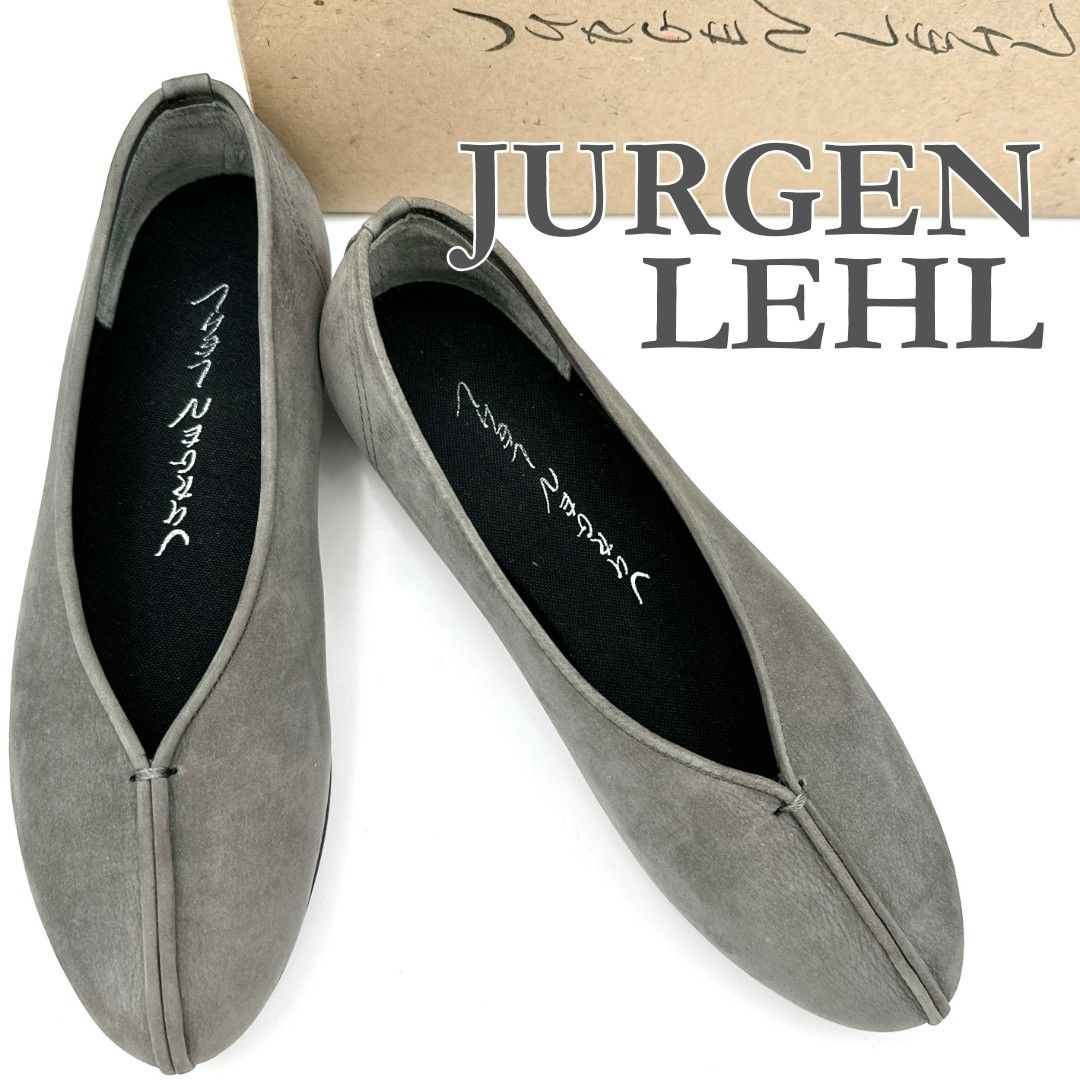 級 JURGEN LEHL フラットシューズ スエード グレー 1508T