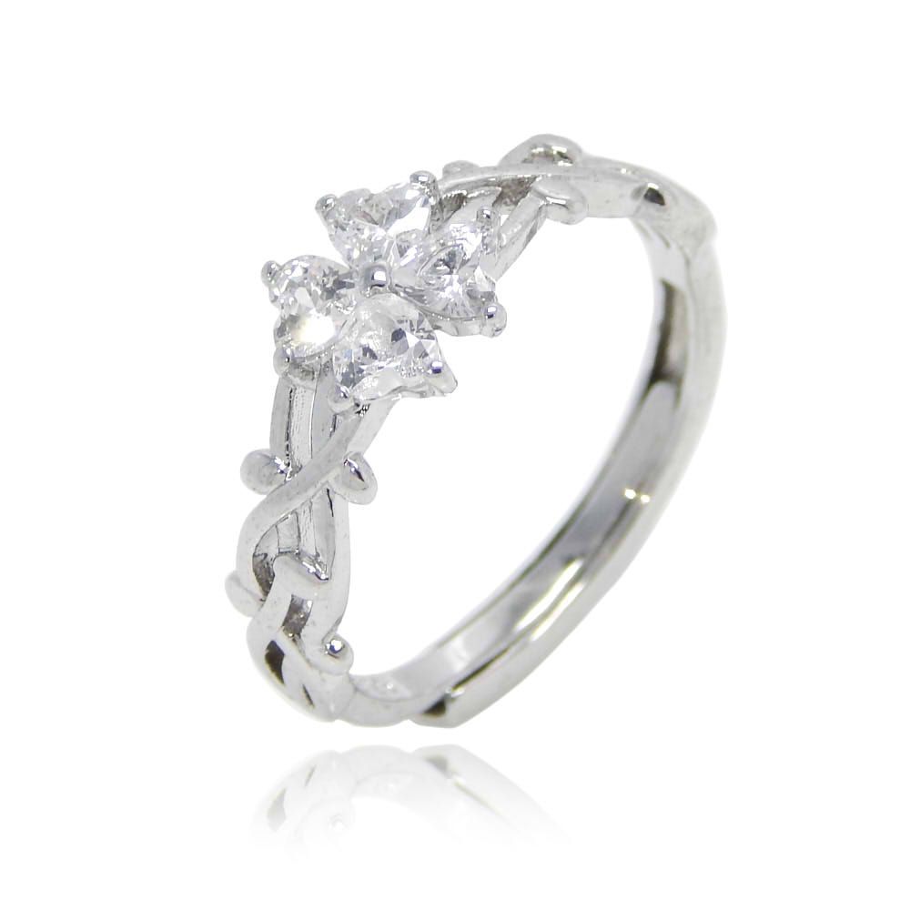 残り1点☆4連 CZ ダイヤモンド 四つ葉のクローバー リング レディース