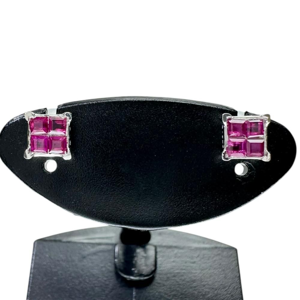 ルビー(ミステリーセッティング) 計0.21×2ct ピアス K18WG