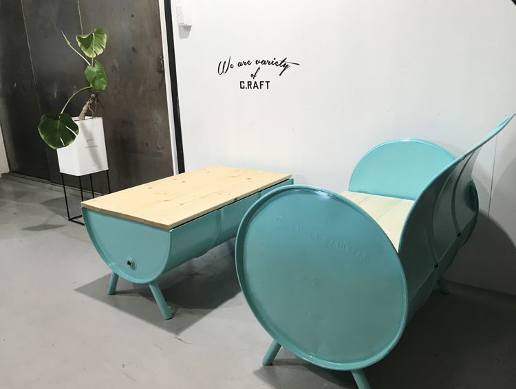 ドラム缶リメイクテーブル＆チェア ドラム缶リメイクテーブルセット - メルカリ