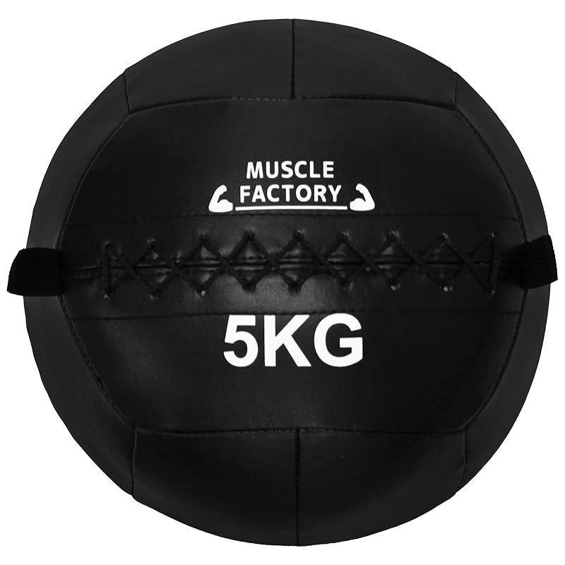 【在庫セール】MUSCLE FACTORY メディシンボール 5kg ソフト トレーニング ボール ウエイトボール 体幹 筋トレ 陸上 球技 フィットネス 筋トレ器具 (ブラック) 1