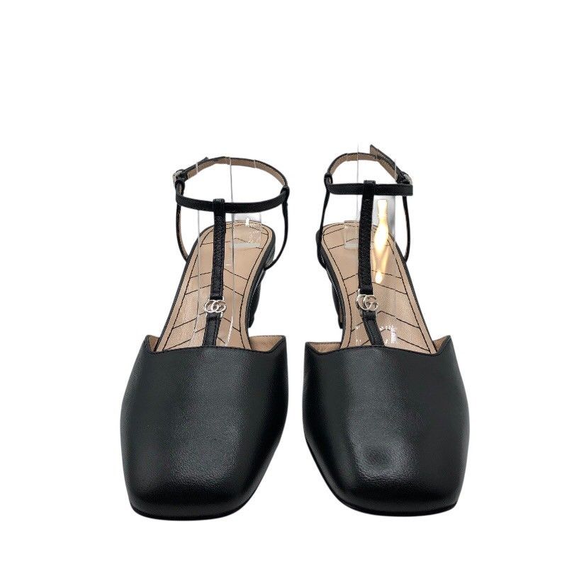 GUCCI グッチ パンプス レザー ラウンドトゥ バックストラップ ブラック グッチ ホースビット レザー ストラップパンプス 37.5