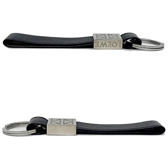 未使用 LOEWE ロエベ アナグラム キーリング チャーム レザー ネイビー ロエベ キーリング ネイビー シルバー アナグラム レア レザー GP 中古