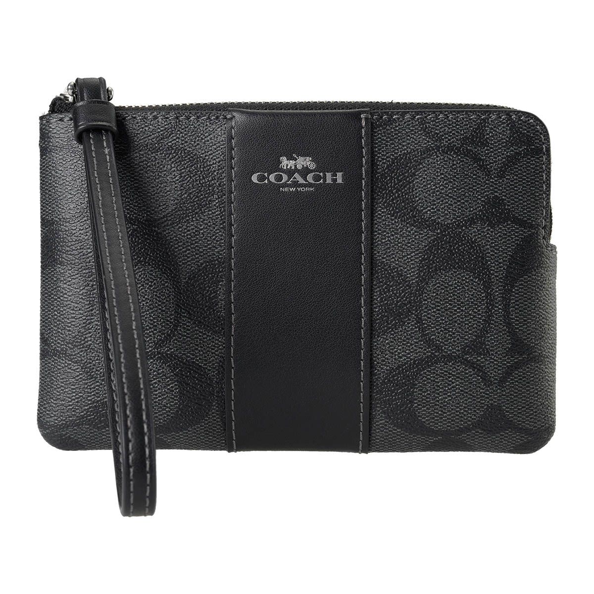 新品 コーチ COACH ポーチ コーナー ジップ リストレット グラファイト 