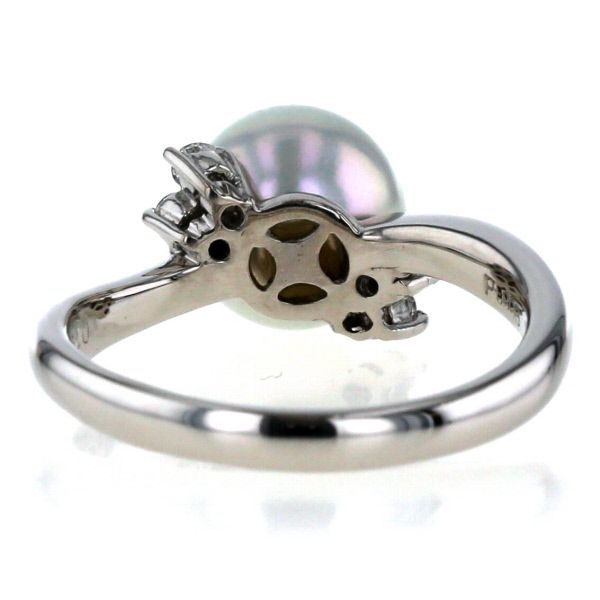 Pt900 プラチナ リング 真珠 9.2mm ダイヤモンド 0.15ct パール