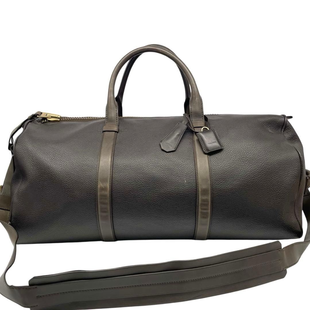 TOM FORD トムフォード 2way ボストンバッグ 大容量 レザー 濃茶