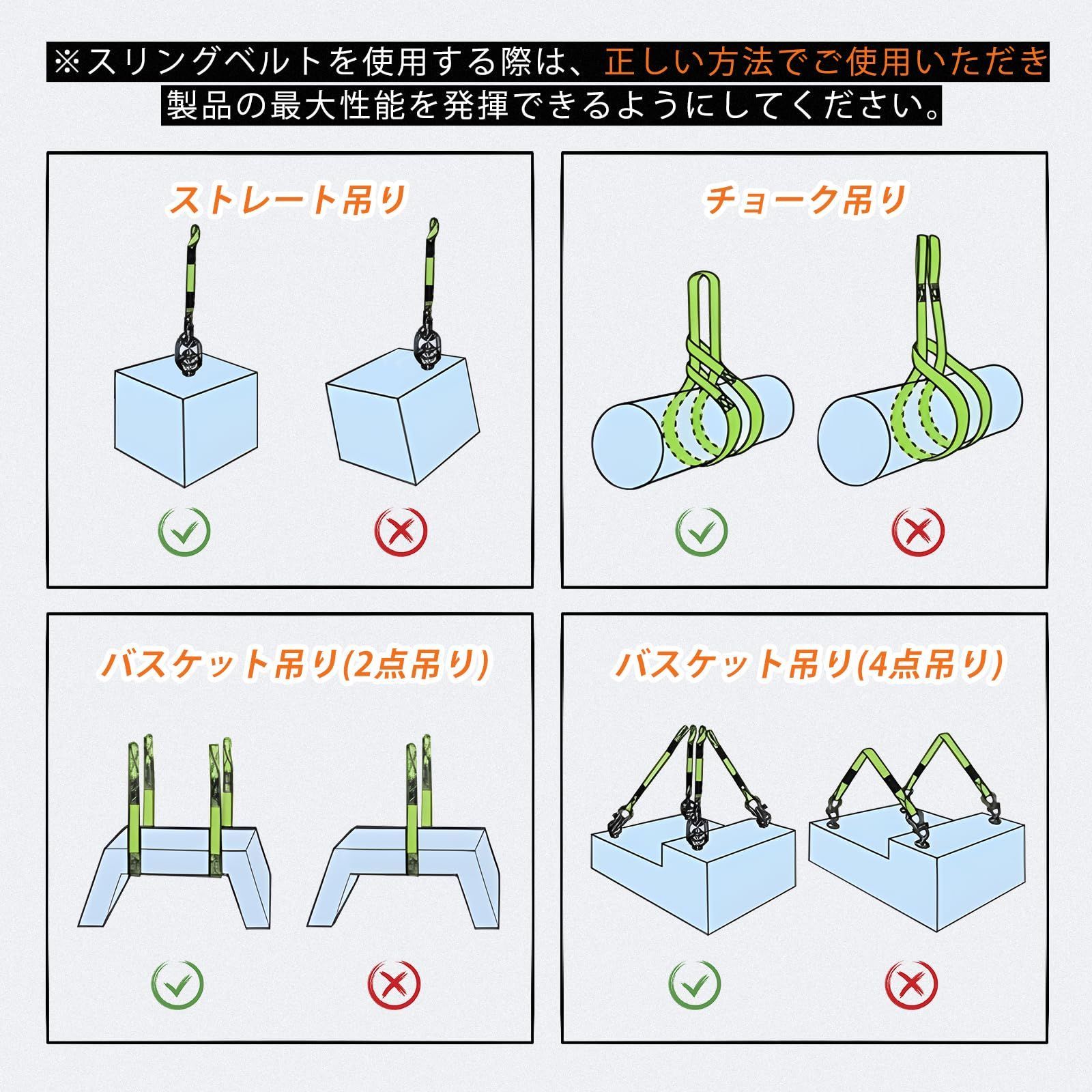 ヘリックス 牽引 吊上げ ナイロンスリング 使用荷重250kg 幅6mm