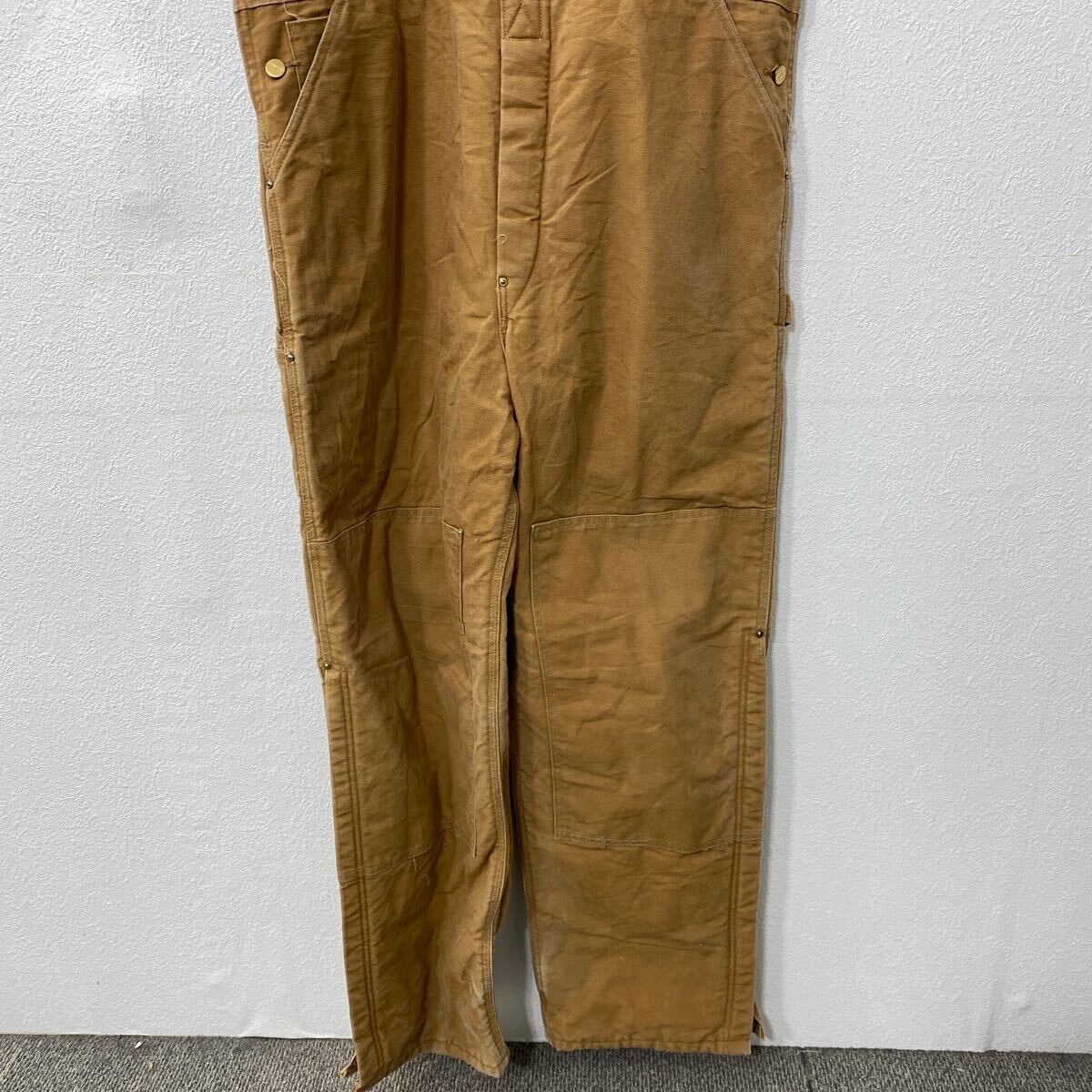 Carhartt 中綿 ダック ダブルニー オーバーオール W44 ブラウン