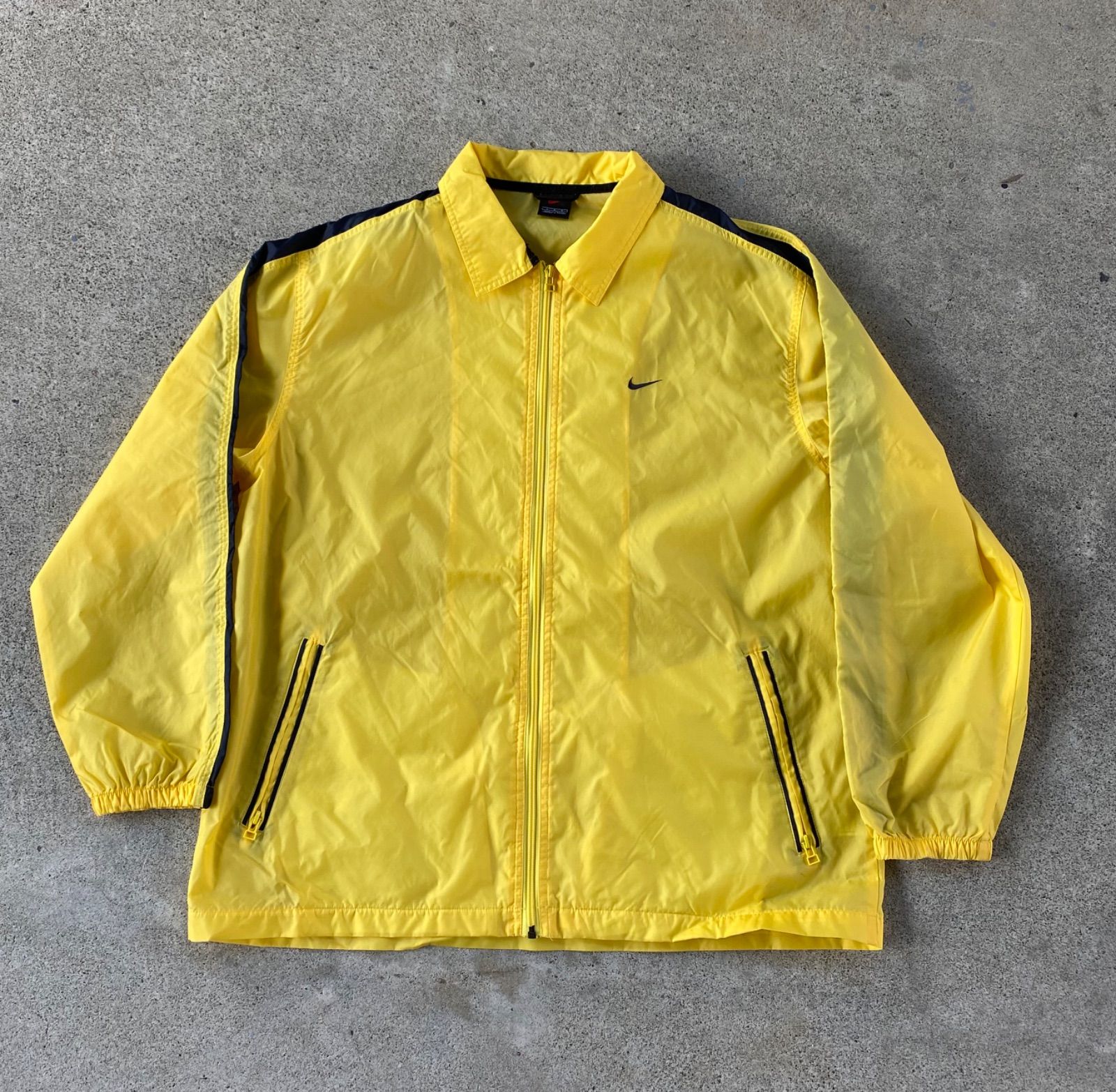 90's】NIKE ナイロンジャケット イエロー ナイキ USA古着 襟付き