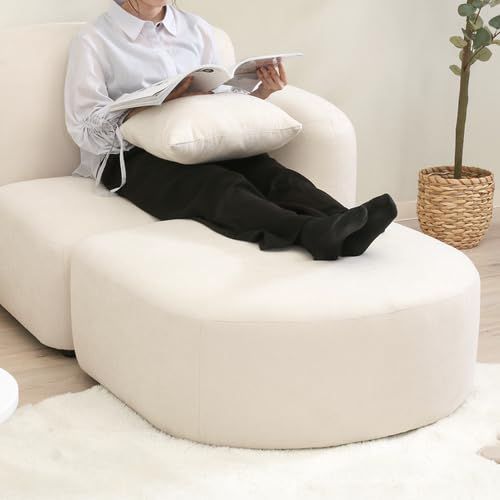 インテリア 韓国 自由 幅80×奥行80×高さ35cm 1人掛け アイボリー オットマン ソファ ソファー 一人掛け 不二貿易 Chamill 41306