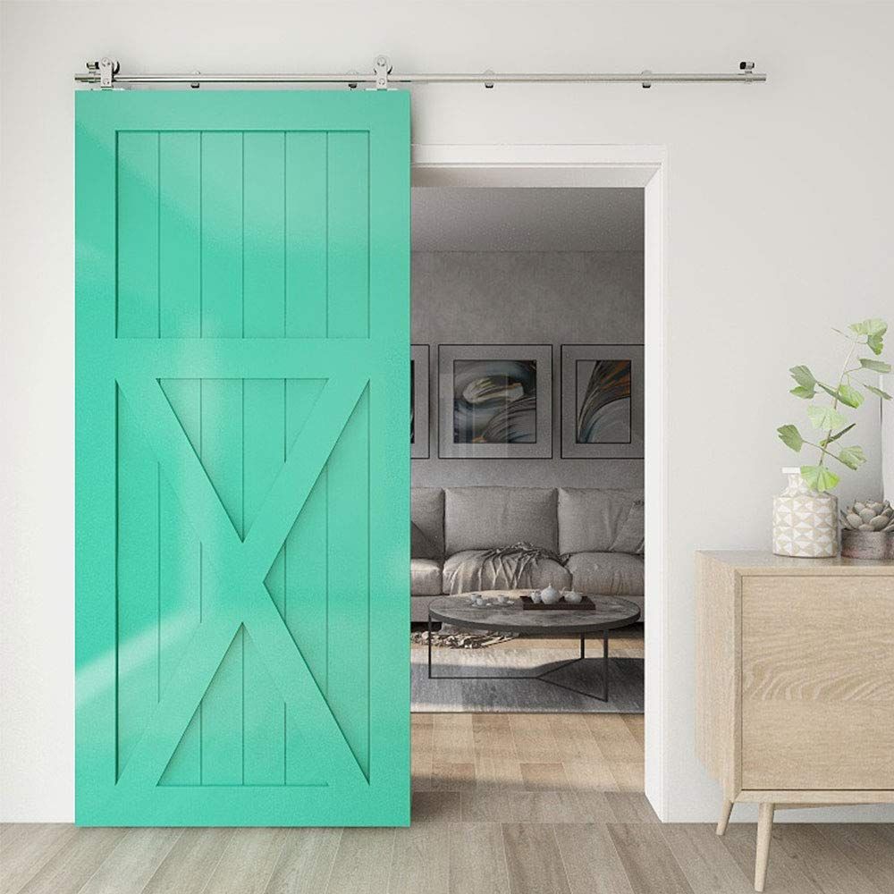 耐久性がある AIPCHYB 6FT|183CM バーンドア ハードウェアキット レールキット barn door スライド 片引き戸 シングル 金具 レール ローラーハンガー ステンレス鋼 T型 滑車 吊車 上吊り 室内ドア 木製ドア用 横開き リビング トイレ 仕