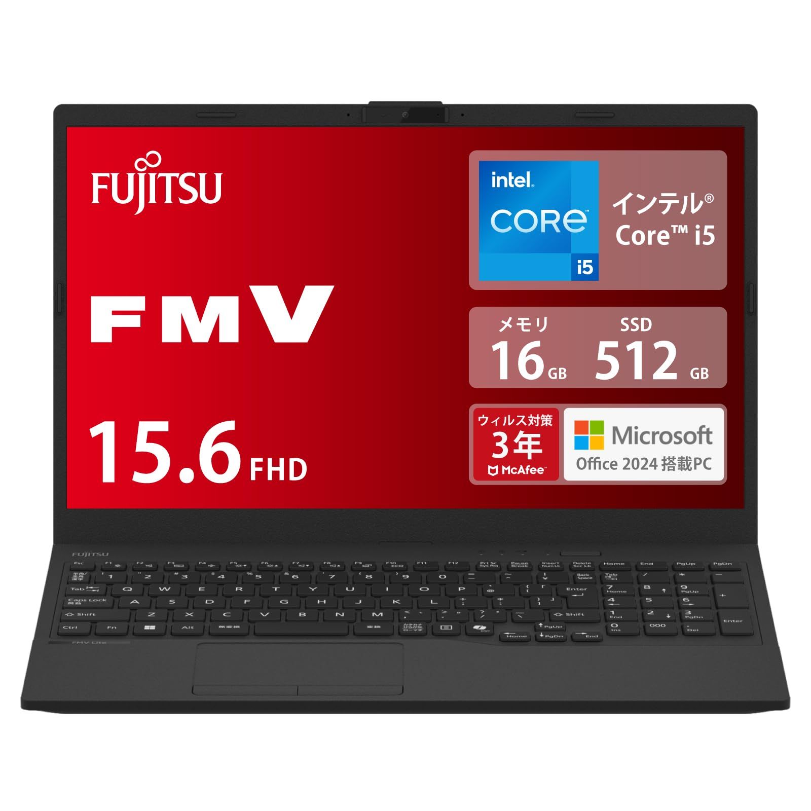 富士通 ノートパソコン FMV WA1 J2 MS Office 2025 Win 11 15.6型 Core i5 16GB SSD 512GB AHシリーズ FMVWJ2A152_A Win11 16GB 512GBSSD Officeあり 黒