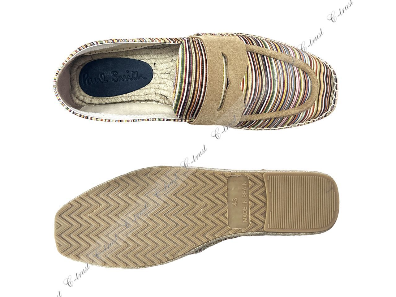 値段交渉承れます Paul Smith ポールスミス ローファー シューズ 靴 Alvarez ファブリック ストライプ メンズ ロゴ スペイン製 マルチ L855-43 今すぐ検索！