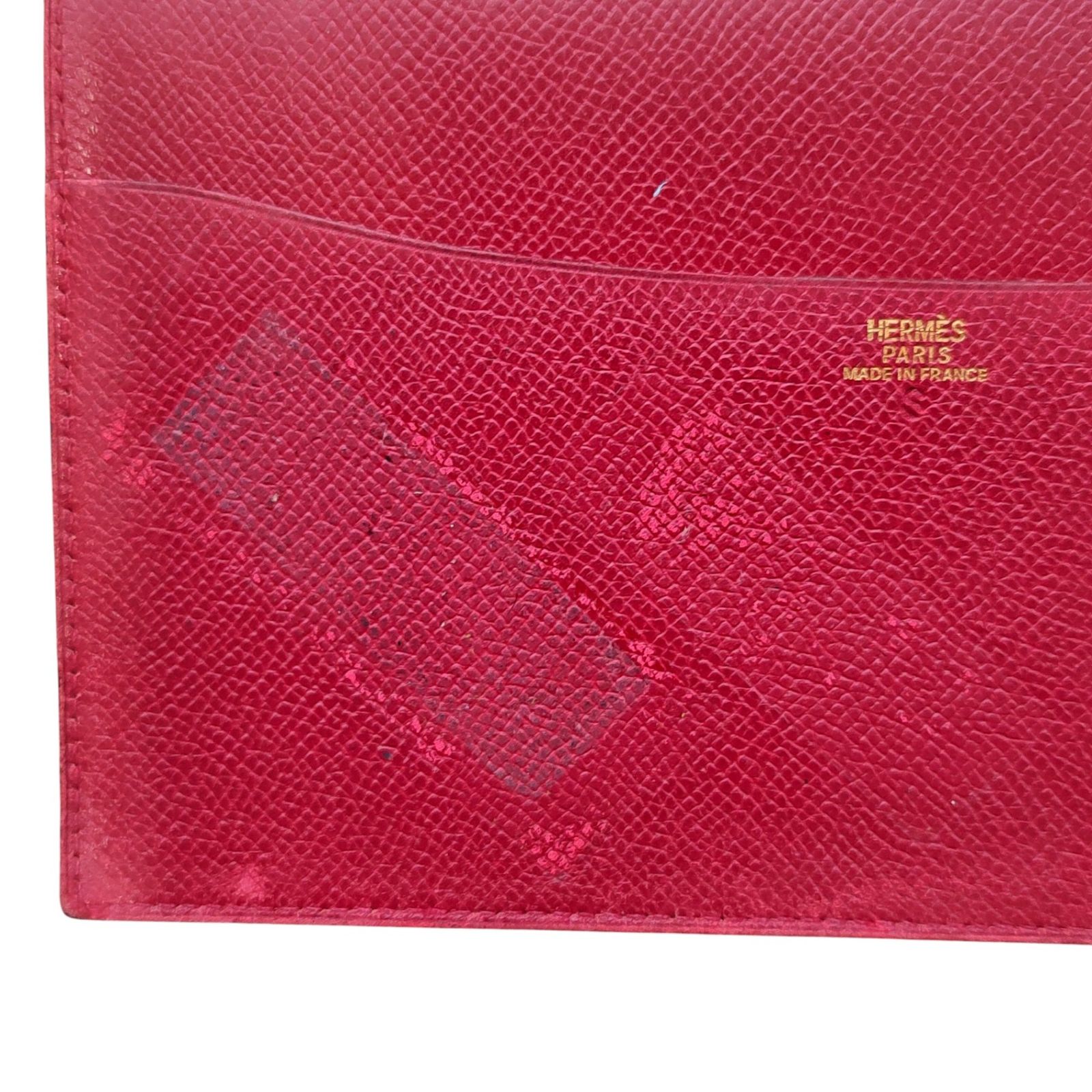 HERMES - エルメス 手帳カバー オーストリッチ レッド ○Z刻印の