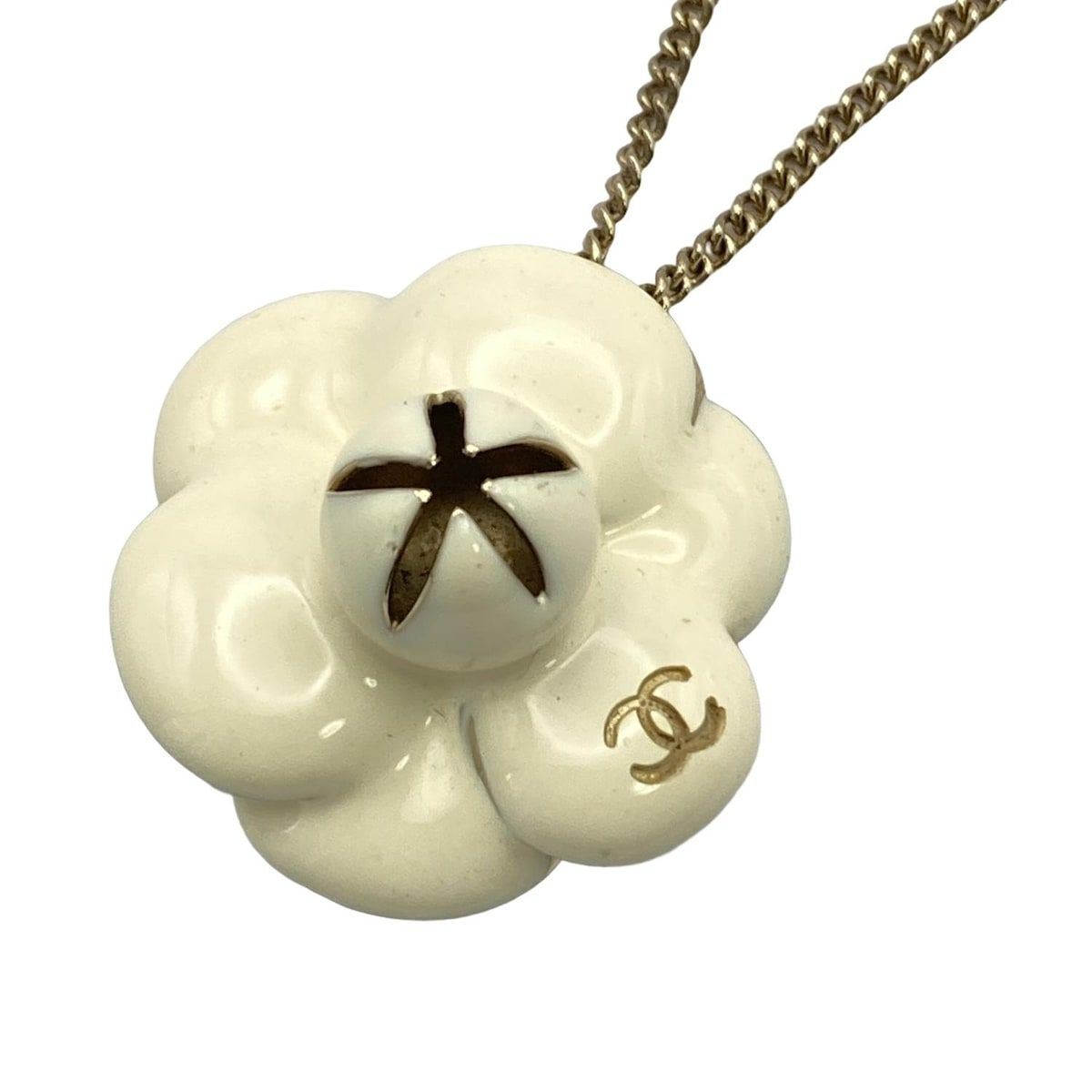 CHANEL シャネル カメリア ネックレス アイボリー/ゴールド 未使用 CHANEL - （新品仕上げ済）シャネル CHANEL カメリア ダイヤ