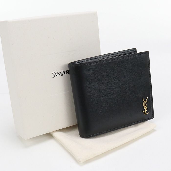 SAINT LAURENT サンローラン イースト-ウェストウォレット タイニー カサンドラ 610193 二折財布|シャイニーレザー メンズ