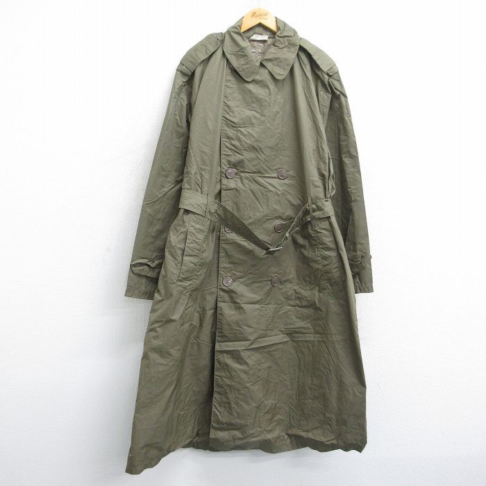 XL|古着 長袖 ビンテージ ミリタリー レイン コート メンズ 60s 大きいサイズ ロング丈 濃緑系 グリーン spe 25sep22 アウター
